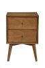 Brown Century Modern Wood 2 Drawer Nightstand