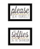 Set Of Two No Selfies When Seated 2 Black Framed Print Bathroom Wall Art