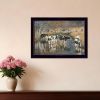 Fall Reflections Holsteins in River Black Framed Print Wall Art