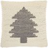 20" X 20" Ivory And Grey Zippered Handmade Polyester Christmas Tree Throw Pillow