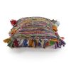 18" X 18" Blue and Red Weave Zippered Pillow With Fringe