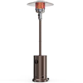 48,000 BTU Propane Patio Heater With Tabletop, Double-Layer Stainless Steel Burner And Safety Protection System (Option: BrownP)