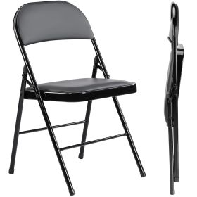 Leather Upholstered Folding Chair (Option: Black 2Pack)