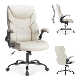 PU Leather Office Chair (Option: CreamFlipup Armrest)