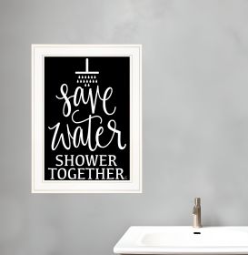 Shower Together Print Wall Art (Framed: White, Style: 1)