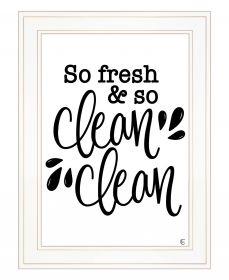 So Clean Clean Print Bathroom Wall Art (Framed: White, Style: 1)