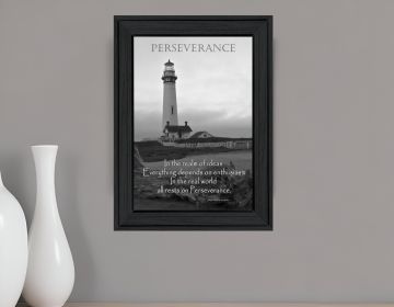 Perseverance Grayscale Print Wall Art (Framed: Black, Style: 1)