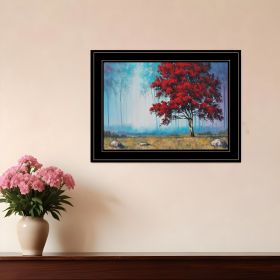 Red Tree Print Wall Art (Framed: Black, Style: 1)