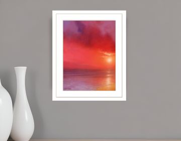 Sunset in Red Print Wall Art (Framed: White, Style: 1)