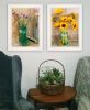 Set Of Two Country Sunflowers and Chives Framed Print Wall Art