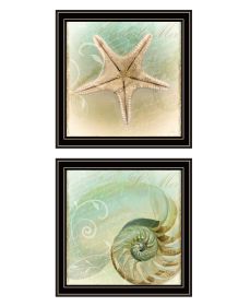 Set Of Two The Sea I and Sea II Print Wall Art (Framed: Black, Style: 1)