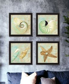 Set Of Four Ocean Print Wall Art (Framed: Black, Style: 1)