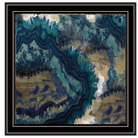 Set Of Three Deep Blue Print Wall Art (Framed: Black, Style: 1)