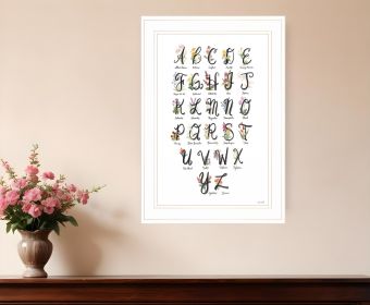 Flower Alphabet Print Wall Art (Framed: White, Style: 2)