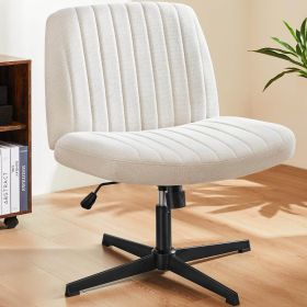 Cross-Legged Chair,No Wheels Armless Swivel Home Office Chair (Color: Beige)