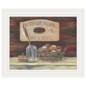 HANDMADE SOAPS Print Bathroom Wall Art (Framed: White, Style: 2)