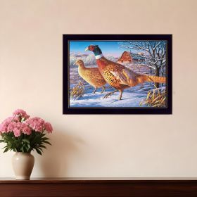 Frosty Morning Ringnecks Print Wall Art (Framed: Black, Style: 2)