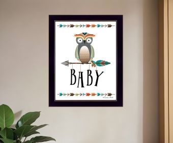 Owl Baby Print Wall Art (Framed: Black, Style: 1)