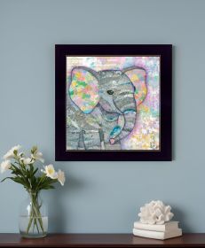 Elephant Print Wall Art (Framed: Black, Style: 1)