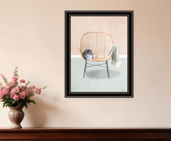 Happy Cat Print Wall Art (Framed: Black, Style: 1)