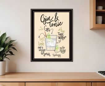 Gin and Tonic Print Wall Art (Framed: Black, Style: 2)