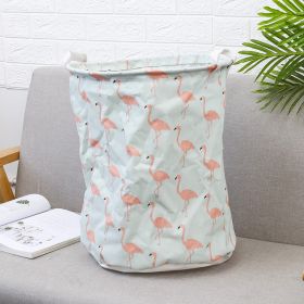 Household cloth dirty clothes basket (Option: Light green flamingo)