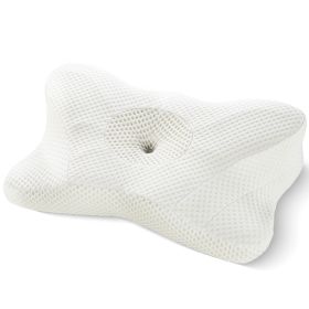 Ergonomic Foam Neck Pillow, Neck Support, Neck Protection Good Sleep (Color: White)