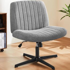 Cross-Legged Chair,No Wheels Armless Swivel Home Office Chair (Color: Grey)