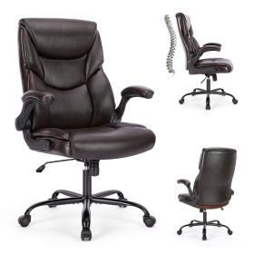 PU Leather Office Chair (Option: BrownFlipup Armrest)