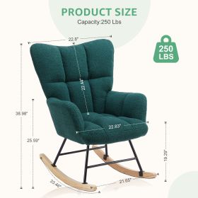 Teddy Fabric Gliding Rocking Chair (Color: Green)