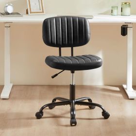 Adjustable Height 360degrees Rolling Swivel Computer Task Chair Without Arm (Color: Black)