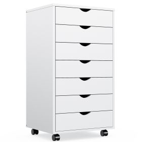 Wheeled Lockers, Dressers, Mobile Organizational Drawers (Option: White7 Drawers)