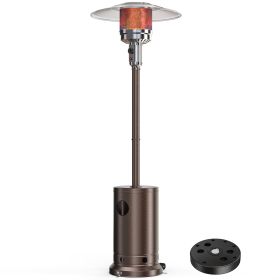 48,000 BTU Propane Patio Heater With Tabletop, Double-Layer Stainless Steel Burner And Safety Protection System (Option: BrownS)