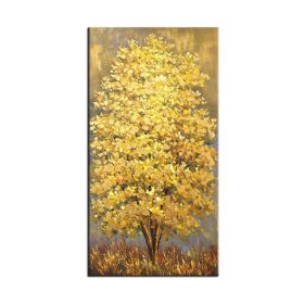 Palette Knife Money Tree 100% Hand Painted Modern Abstract Oil Painting on Canvas Wall Art for Living Room Home Decor No Frame (size: 75x150cm)