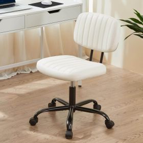 Adjustable Height 360degrees Rolling Swivel Computer Task Chair Without Arm (Color: White)