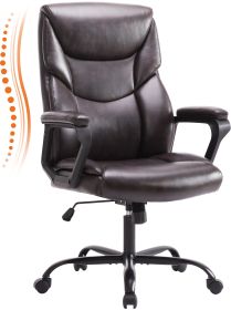 PU Leather Office Chair (Option: BrownFixed Armrest)