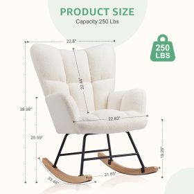 Teddy Fabric Gliding Rocking Chair (Color: Beige)