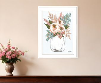 Floral Jar Print Wall Art (Framed: White, Style: 2)