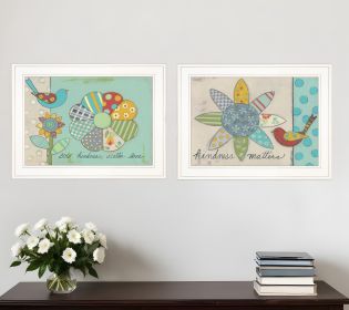 Set Of Two Kindness Framed Print Wall Art (Framed: White, Style: 1)