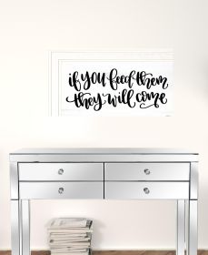 Set Of Two Lets Eat or Feed Them Print Kitchen Wall Art (Framed: White, Style: 1)