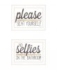 Set Of Two No Selfies When Seated Print Bathroom Wall Art