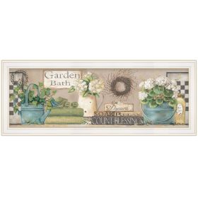 Garden Bath Bathroom Wall Art (Framed: White, Style: 1)