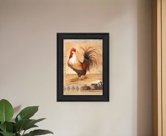 Rooster Montage Print Wall Art (Framed: Black, Style: 1)