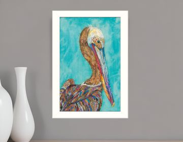 Pelican Print Wall Art (Framed: White, Style: 1)