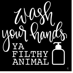 Wash Your Hands Print Bathroom Wall Art (Framed: White, Style: 1)