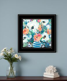 Fancy Florals Print Wall Art (Framed: Black, Style: 1)