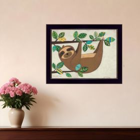 Hanging Sloth Print Wall Art (Framed: Black, Style: 1)