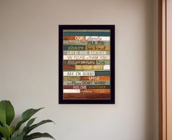 Our Family Rules Print Wall Art (Framed: Black, Style: 1)