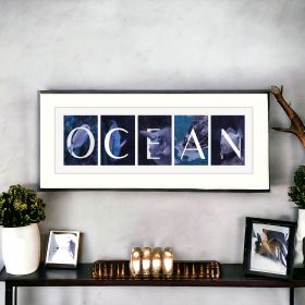 Ocean Print Wall Art (Framed: White, Style: 1)