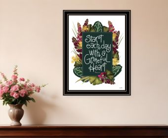 Grateful Heart Print Wall Art (Framed: Black, Style: 1)